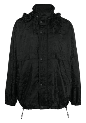 Moschino monogram-jacquard hooded jacket - Black