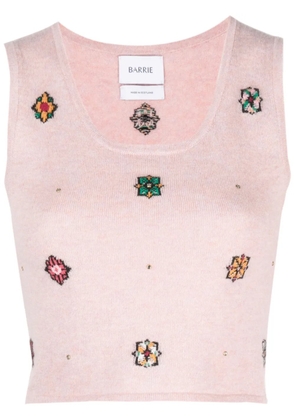 Barrie floral-motif cropped knitted top - Pink