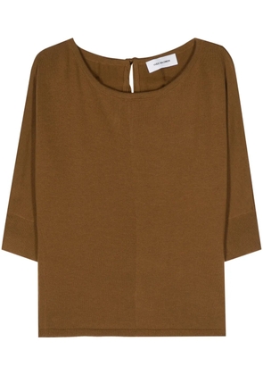 Yves Salomon tie-fastening wool knitted top - Brown