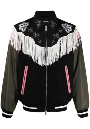 DSQUARED2 frayed-trim bomber jacket - Black