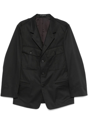 Yohji Yamamoto pleat-detail twill blazer - Black