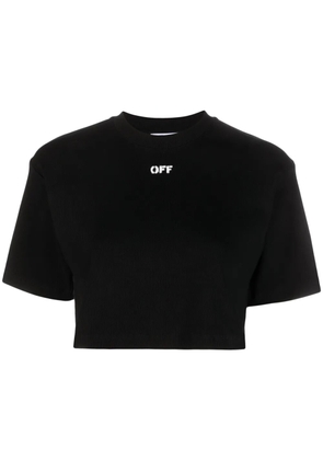 Off-White logo-print cropped cotton T-shirt - Black