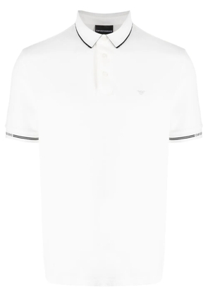 Emporio Armani logo-embroidered cotton polo shirt - White