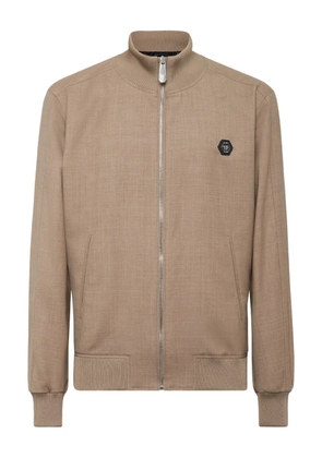 Philipp Plein logo-patch jacket - Brown