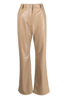 MSGM faux-leather straight-leg trousers - Neutrals