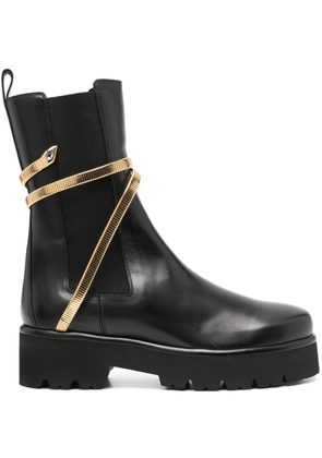 René Caovilla 45mm snake-detail boots - Black