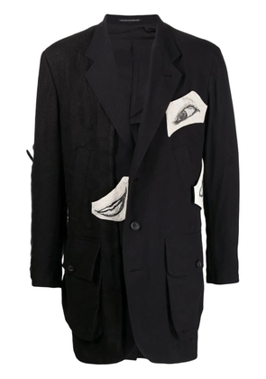Yohji Yamamoto graphic-print cotton blazer - Black