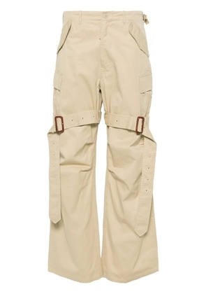 R13 wide-leg cotton cargo trousers - Neutrals