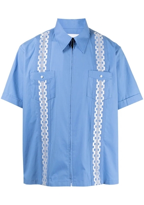Ports V geometric band cotton shirt - Blue
