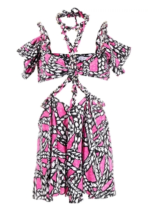 AREA rope-print cut-out minidress - Pink
