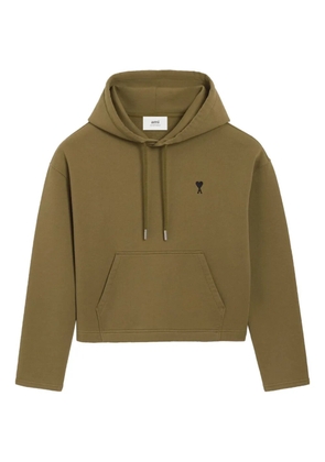 AMI Paris Ami De Coeur contrasted cotton hoodie - Green