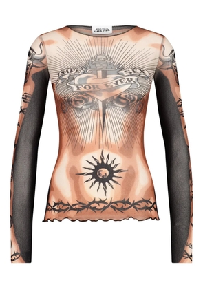 Jean Paul Gaultier long-sleeves tattoo-print top - Neutrals