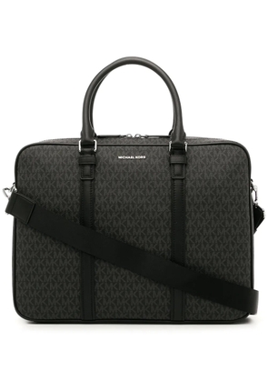 Michael Kors monogram-print leather briefcase - Black