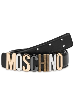 Moschino logo-plaque belt - Black