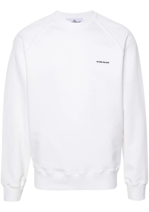 Stone Island logo-print cotton sweatshirt - White