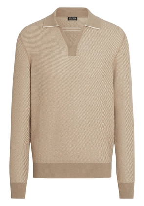 Zegna silk-cashmere polo shirt - Neutrals