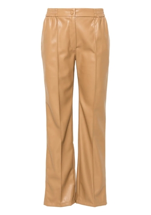 TWINSET Oval T-plaque faux-leather trousers - Brown