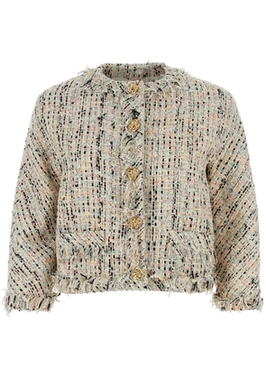 Alexander McQueen frayed tweed jacket - Neutrals