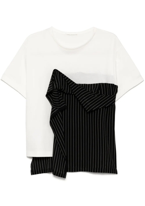 Y's pinstripe pattern T-shirt - White