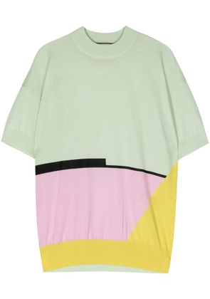 Plan C intarsia-knit merino wool T-shirt - Green