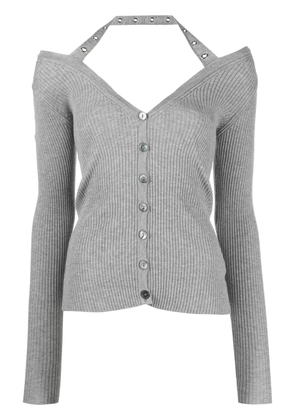 Blumarine halterneck ribbed-knit cardigan - Grey