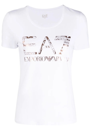 Ea7 Emporio Armani metallic logo-print T-shirt - White