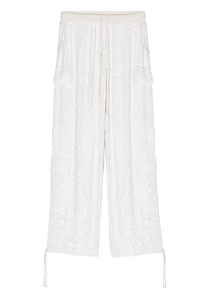 P.A.R.O.S.H. sequinned drawstring cargo trousers - White