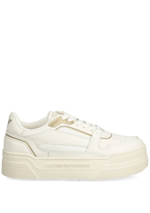 Ea7 Emporio Armani lace up leather trainers - Neutrals