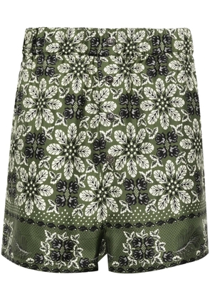 ETRO floral-print silk shorts - Green