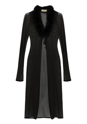 Blumarine feather-trim coat - N0990 BLACK