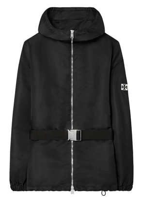 Tory Burch logo-appliqué hooded jacket - Black