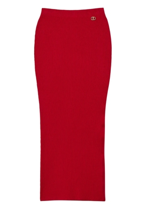 TWINSET ribbed-knit midi skirt - Red