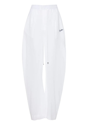 The Attico logo-embroidered cotton trousers - White