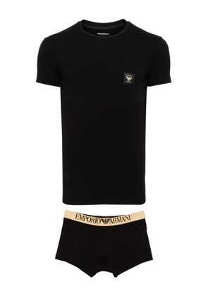 Emporio Armani logo-patch T-shirt - Black