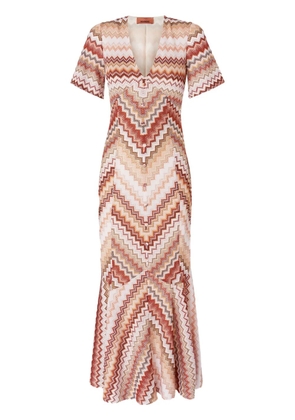 Missoni serrated zigzag-pattern maxi dress - Brown