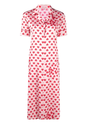 Natasha Zinko heart-print satin shirt dress - Neutrals
