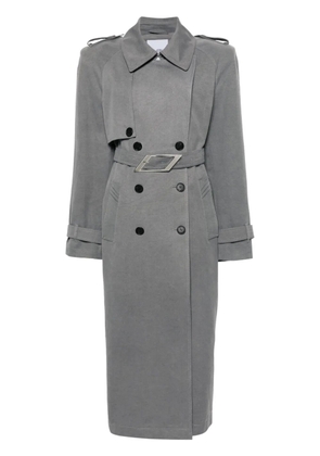 The Attico shoulder-pads canvas trench coat - Grey