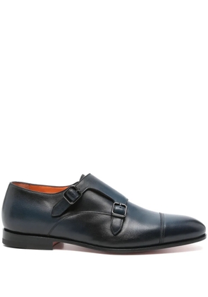 Santoni leather monk shoes - Blue