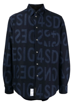 4SDESIGNS logo-print cotton shirt - Blue
