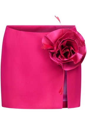 AREA floral-appliqué wool mini skirt - Pink
