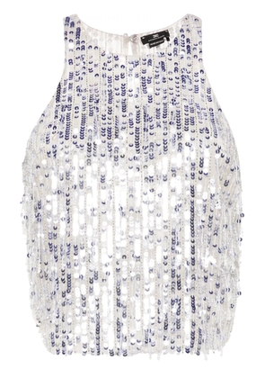 Elisabetta Franchi sequined tulle top - Silver