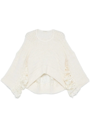 MAURIZIO MYKONOS floral lace-appliqué sweater - Neutrals