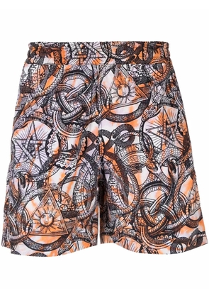Aries graphic-print swim shorts - Orange