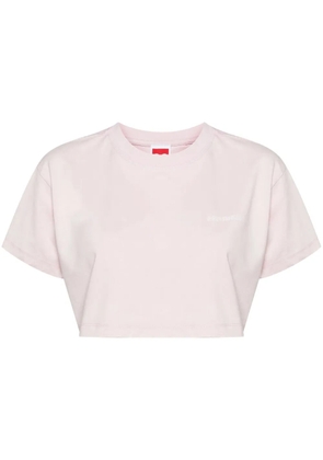 Ground Zero logo-print cropped T-shirt - Pink