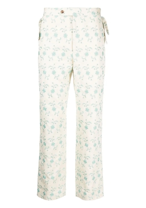 BODE floral-embroidery straight-leg trousers - Neutrals