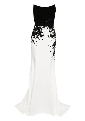 Saiid Kobeisy embroidered crepe mermaid dress - Black