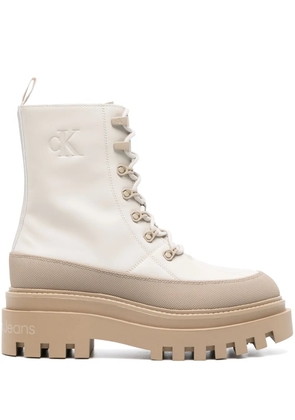 Calvin Klein Jeans logo-debossed leather boots - Neutrals