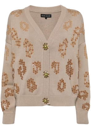 Izaak Azanei sequin-embellished cotton cardigan - Pink