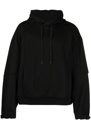 Juun.J logo-embroidered cotton hoodie - Black