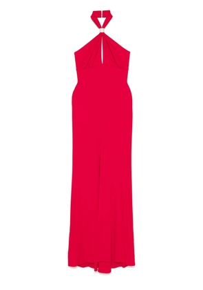 Elisabetta Franchi logo-plaque draped gown - Red